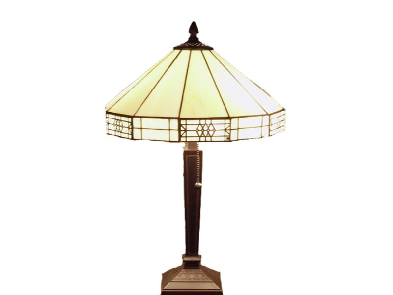 Tiffany-style Mission-style White Table Lamp