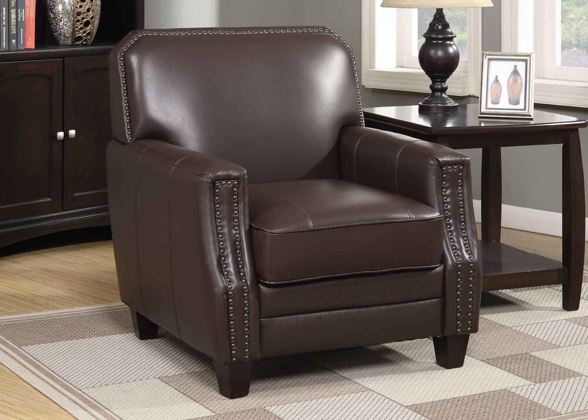 Brown Full Grain Leather Club Arm Chair