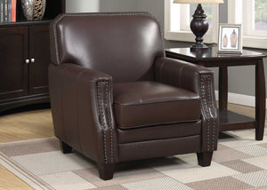 Brown Full Grain Leather Club Arm Chair
