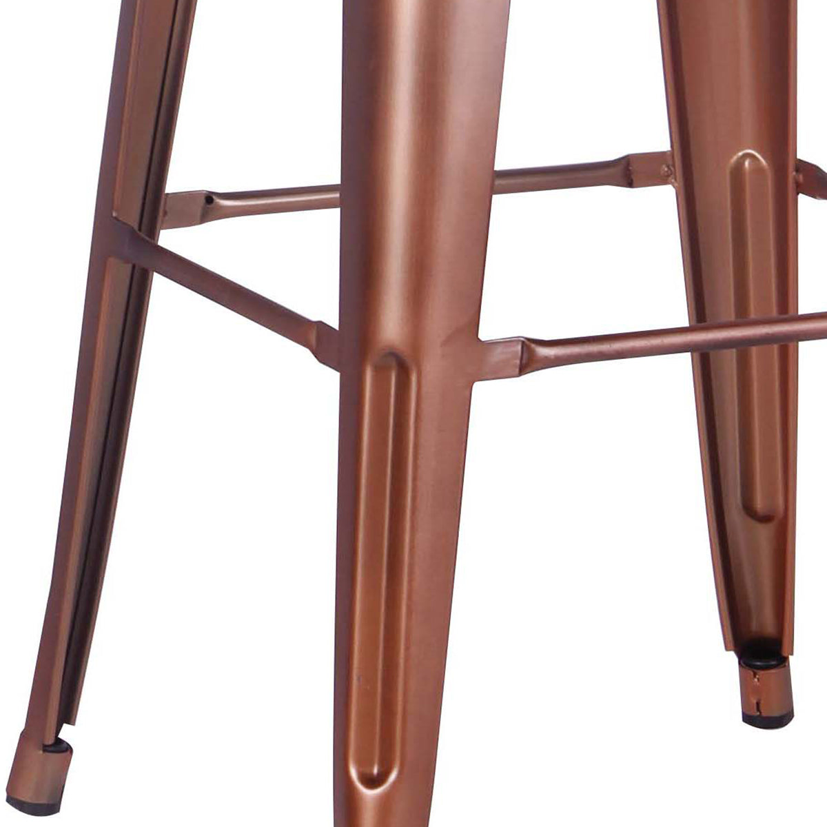 Distressed Metal Barstool with Back, Vintage Rose Gold, 24 -inch