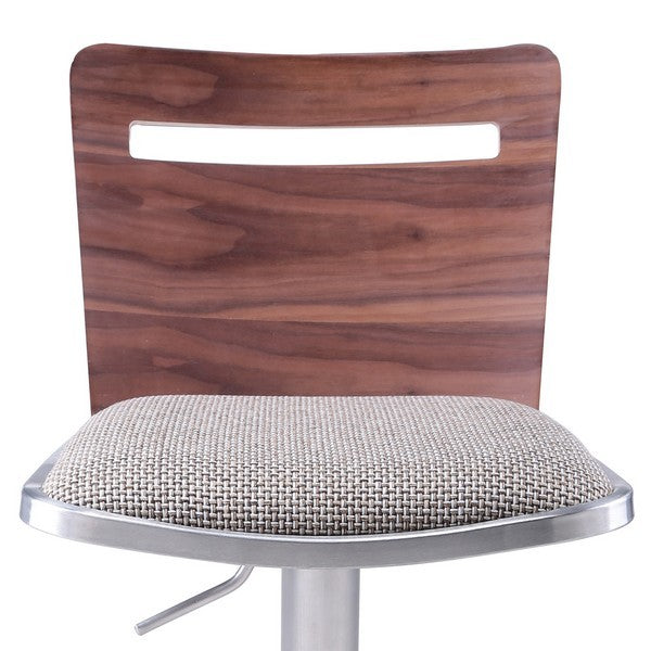 Modern Armless Low Wooden Back Swivel Adjustable Stainless Steel Barstool