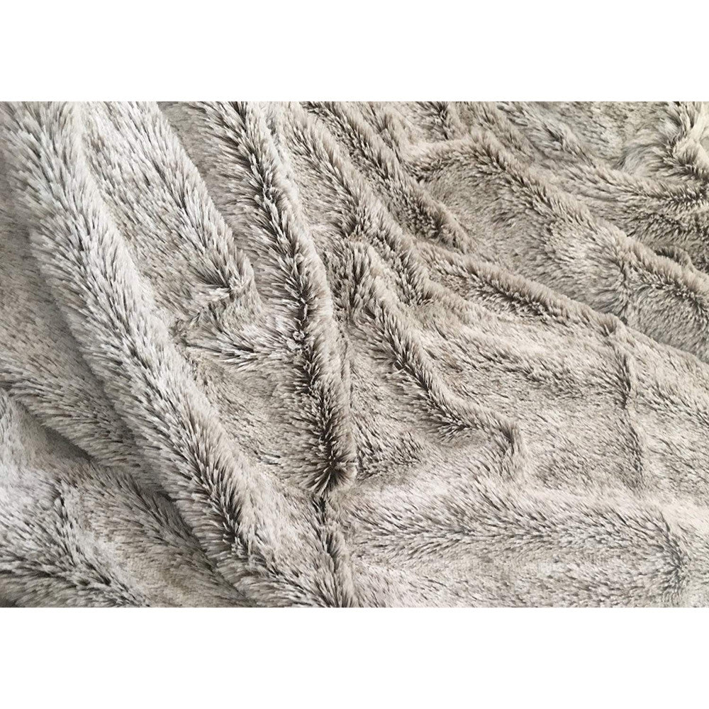 78.75" x 59" Luxury Gray Faux Throw Blanket And Black Fleece