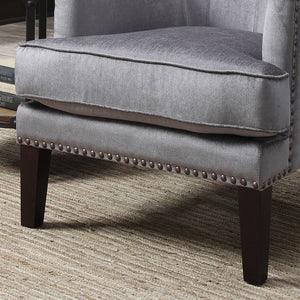 Anthracite Contemporary Tufted Hardwood Wingback Accent Chair