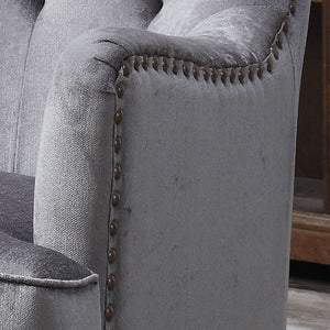Anthracite Contemporary Tufted Hardwood Wingback Accent Chair