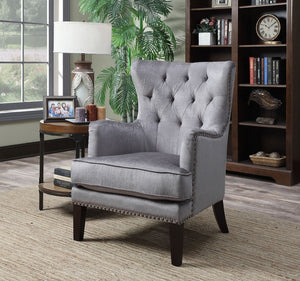 Anthracite Contemporary Tufted Hardwood Wingback Accent Chair