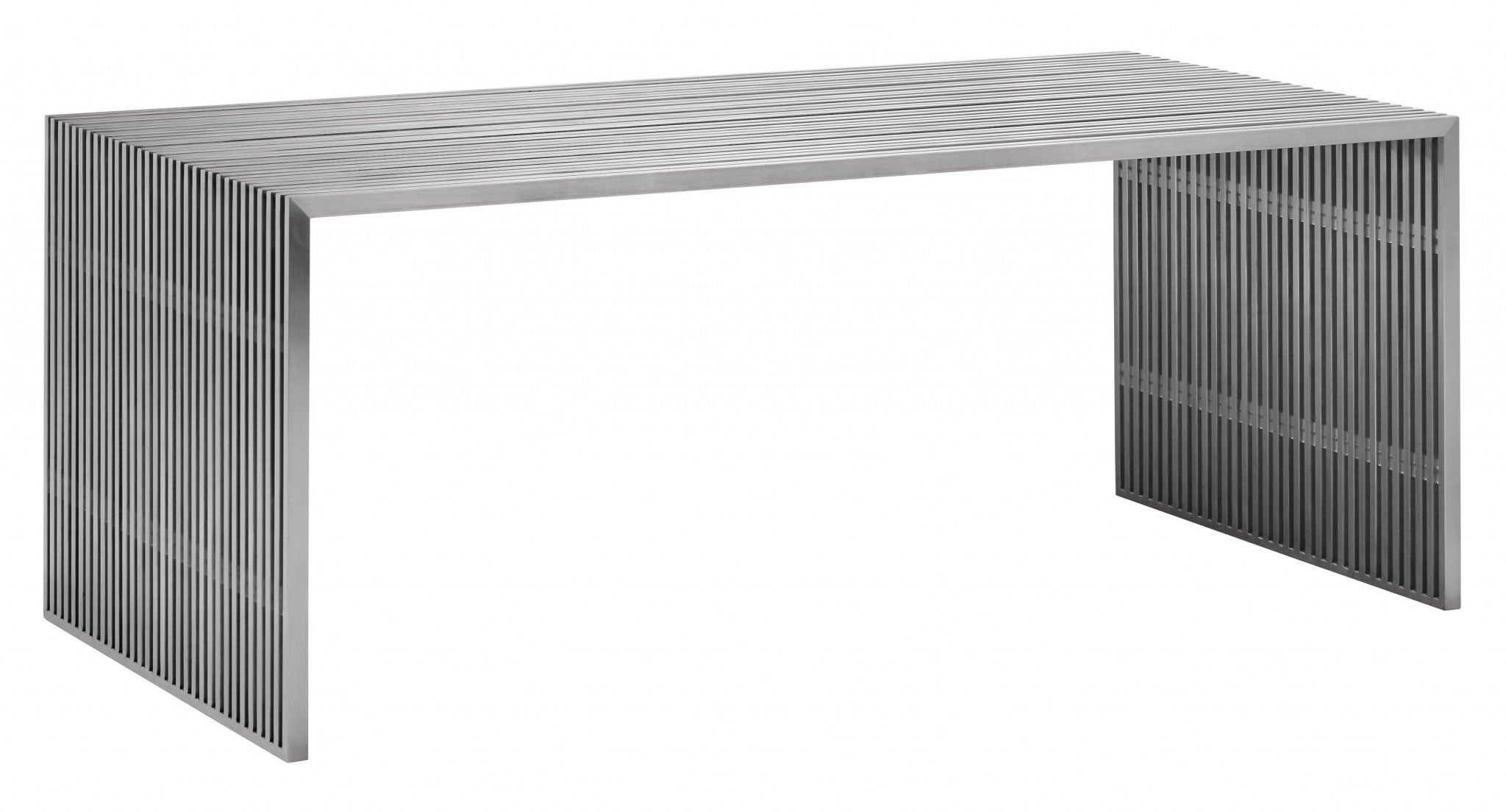 73" x 33.5" x 29" Brushed Stainless Steel, Tempered Glass, Dining Table