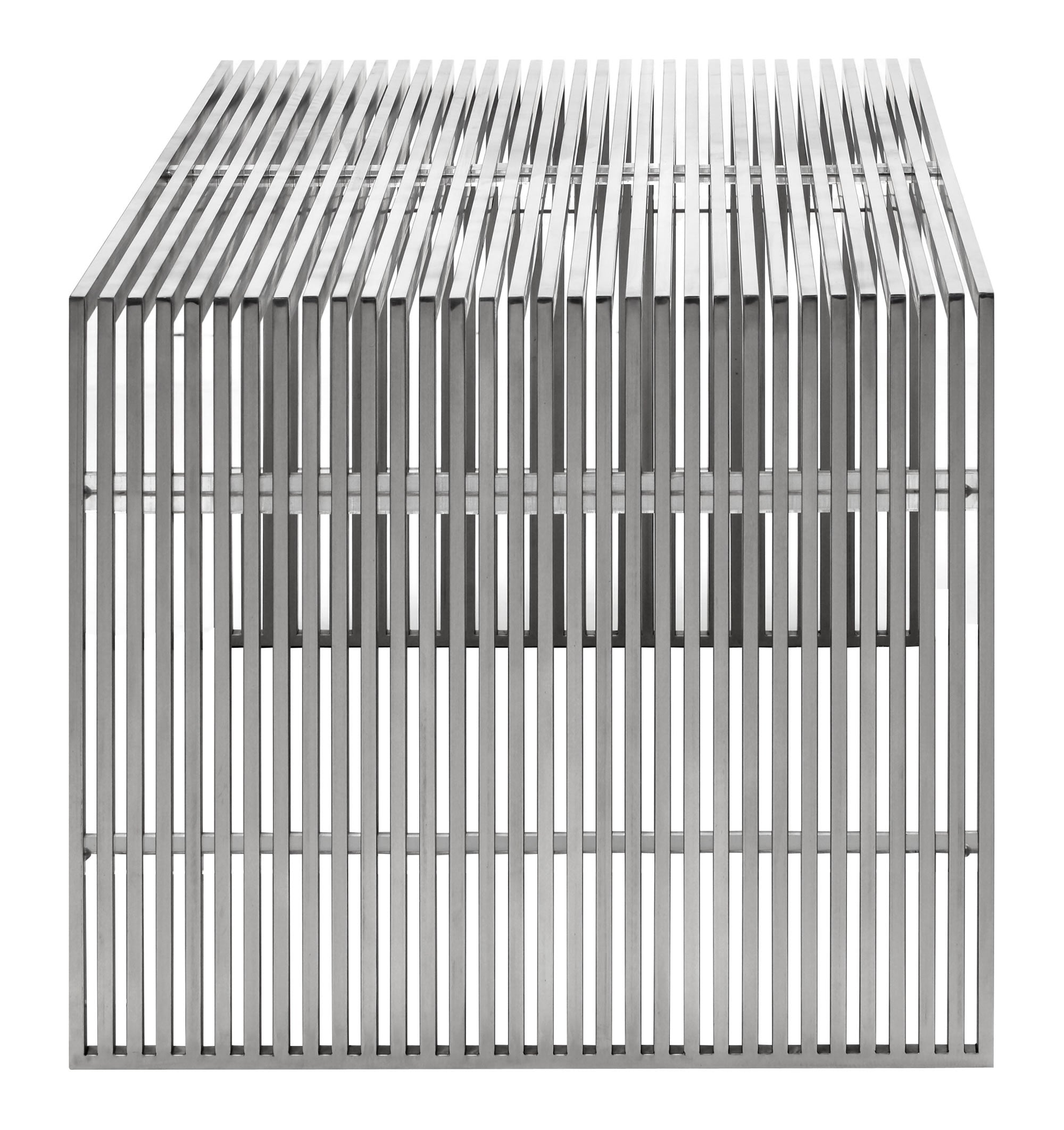 73" x 33.5" x 29" Brushed Stainless Steel, Tempered Glass, Dining Table