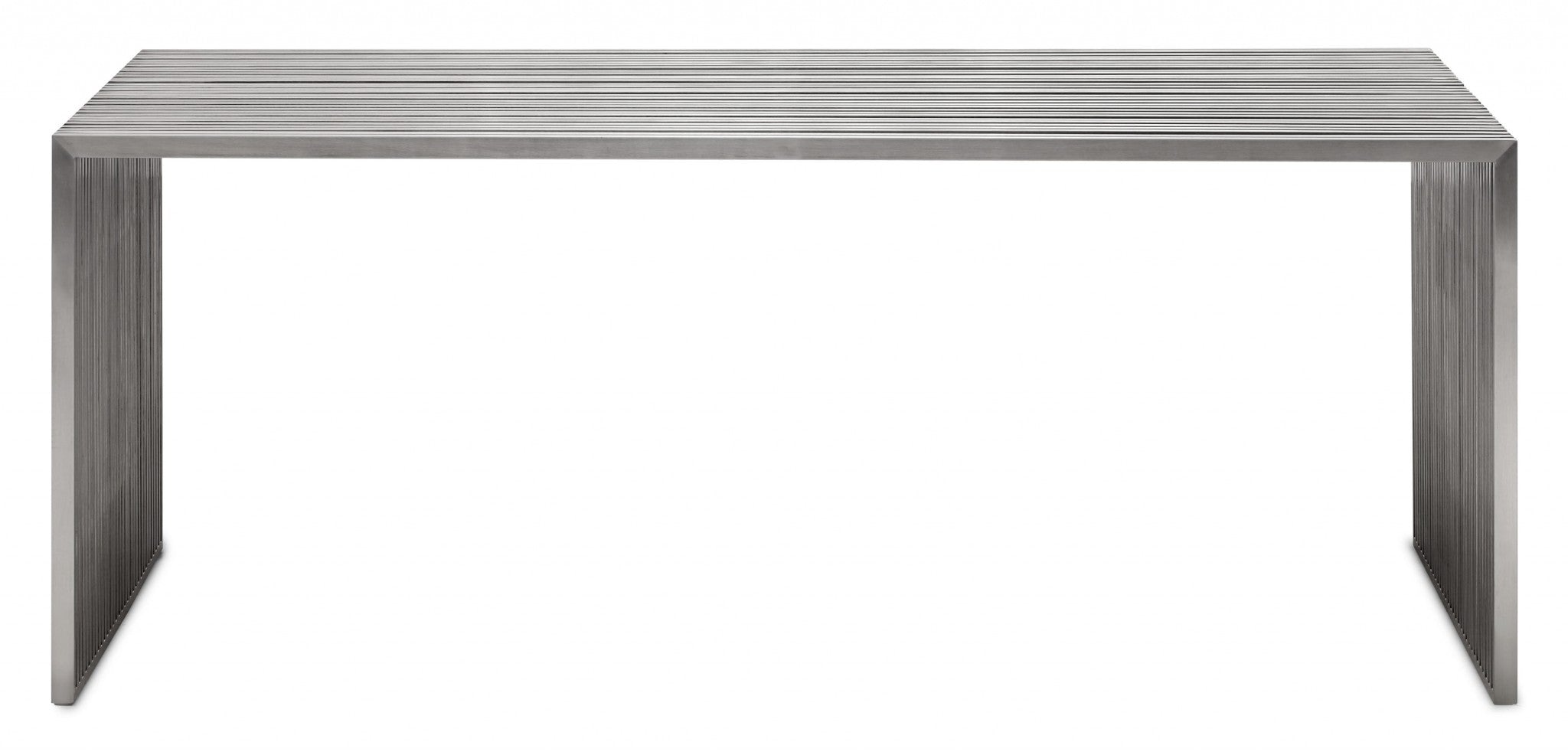 73" x 33.5" x 29" Brushed Stainless Steel, Tempered Glass, Dining Table