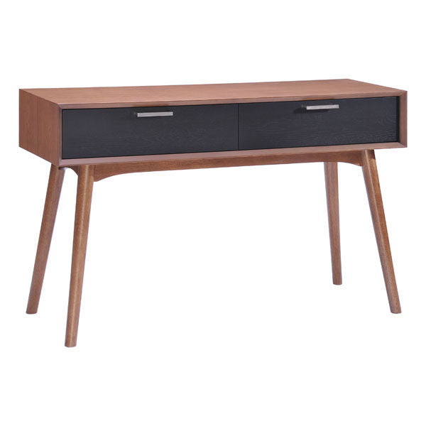 Walnut And Black Wood Console Table