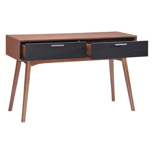 Walnut And Black Wood Console Table