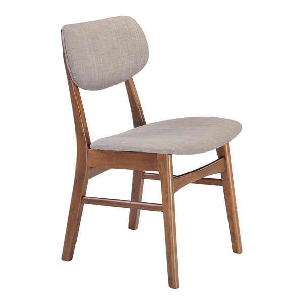 19.3" X 20" X 30.9" 2 Pcs Dove Gray Linen Polyblend Rubberwood Dining Chair