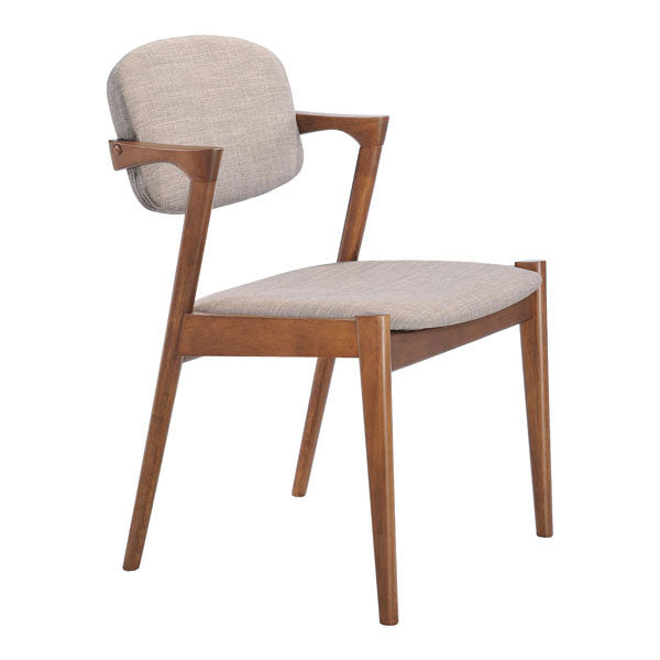 20.3" X 23" X 31.5" 2 Pcs Dove Gray Dining Chair   - Linen Polyblend Rubberwood