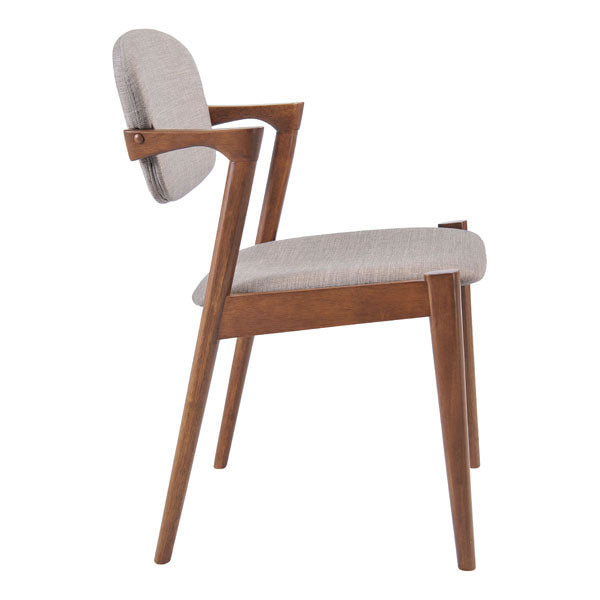 20.3" X 23" X 31.5" 2 Pcs Dove Gray Dining Chair   - Linen Polyblend Rubberwood