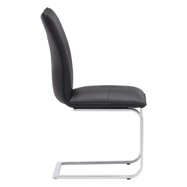 17" X 23.4" X 37" 2 Pcs Black Leatherette Chromed Steel Dining Chair