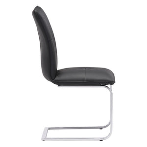17" X 23.4" X 37" 2 Pcs Black Leatherette Chromed Steel Dining Chair