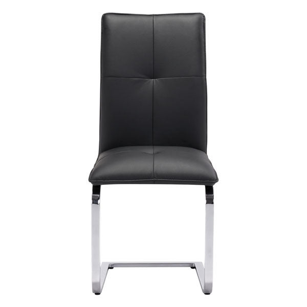 17" X 23.4" X 37" 2 Pcs Black Leatherette Chromed Steel Dining Chair