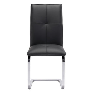 17" X 23.4" X 37" 2 Pcs Black Leatherette Chromed Steel Dining Chair