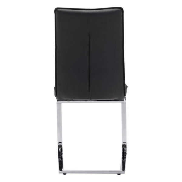 17" X 23.4" X 37" 2 Pcs Black Leatherette Chromed Steel Dining Chair