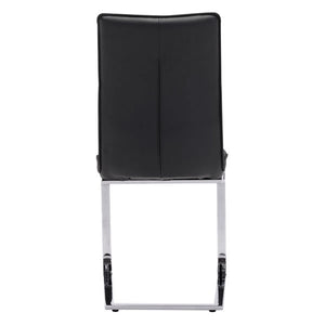 17" X 23.4" X 37" 2 Pcs Black Leatherette Chromed Steel Dining Chair