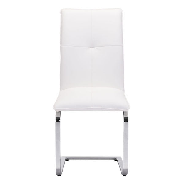 17" X 23.4" X 37" 2 Pcs White Leatherette Chromed Steel Dining Chair