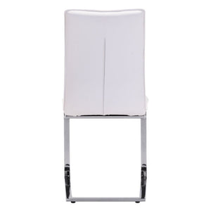 17" X 23.4" X 37" 2 Pcs White Leatherette Chromed Steel Dining Chair