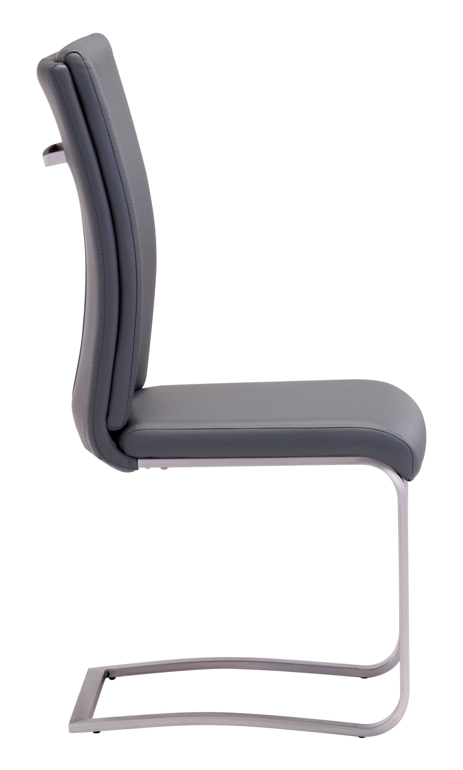 Set of 2 Grey Faux Leather and Chrome Dining Chairs