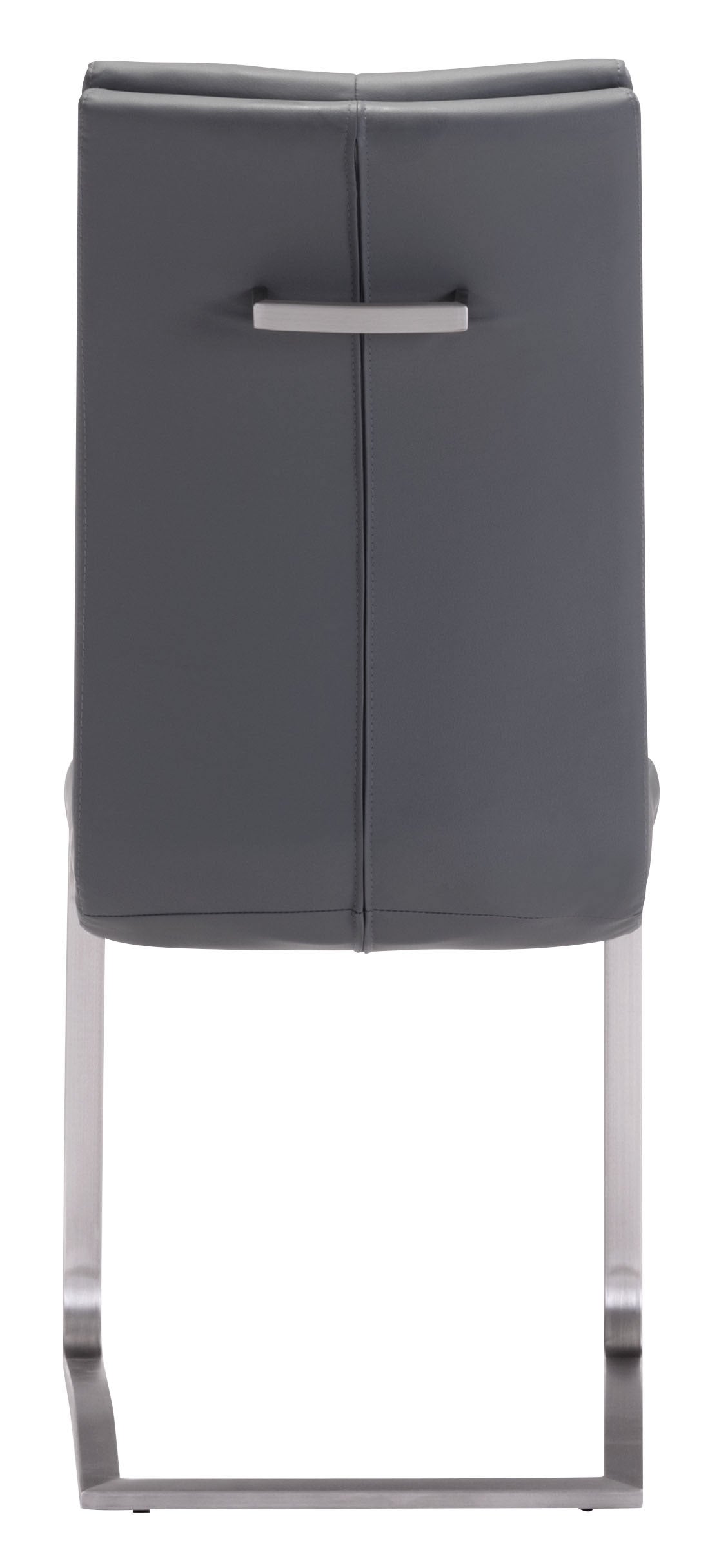 Set of 2 Grey Faux Leather and Chrome Dining Chairs