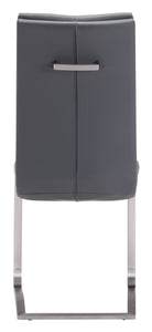 Set of 2 Grey Faux Leather and Chrome Dining Chairs