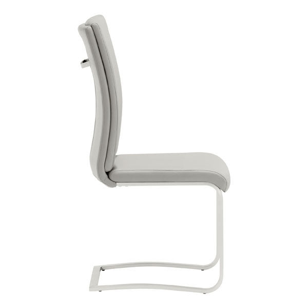 17.5" X 21.7" X 40.6" 2 Pcs Taupe Leatherette Chromed Steel Dining Chair