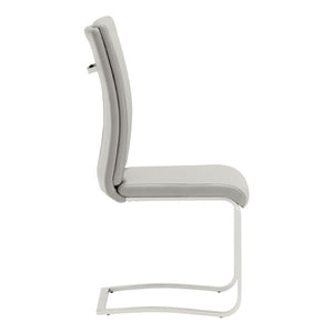 17.5" X 21.7" X 40.6" 2 Pcs Taupe Leatherette Chromed Steel Dining Chair