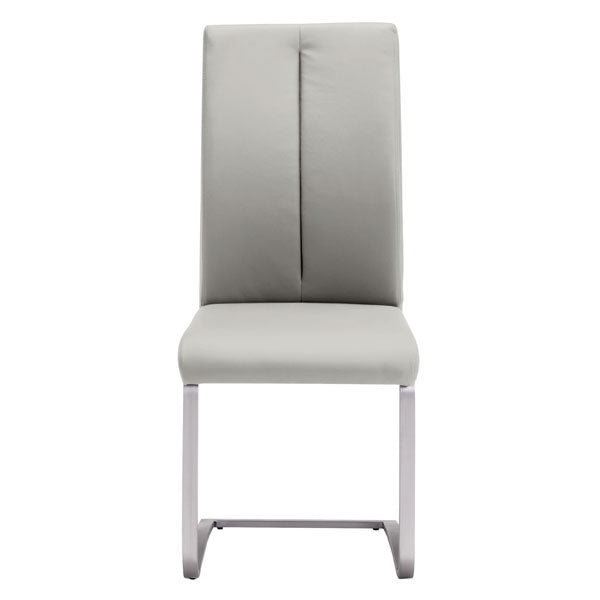 17.5" X 21.7" X 40.6" 2 Pcs Taupe Leatherette Chromed Steel Dining Chair