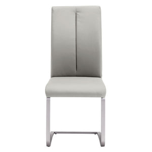 17.5" X 21.7" X 40.6" 2 Pcs Taupe Leatherette Chromed Steel Dining Chair