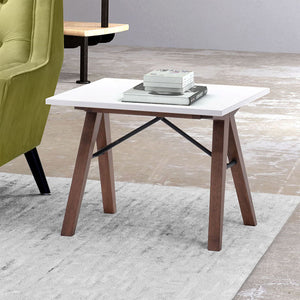 19.7" X 17.9" X 18.5" Walnut Wood Side Table