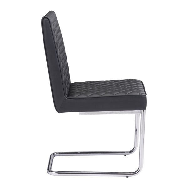 18" X 22.4" X 33.9" 2 Pcs Black Leatherette Chromed Steel Armless Dining Chair