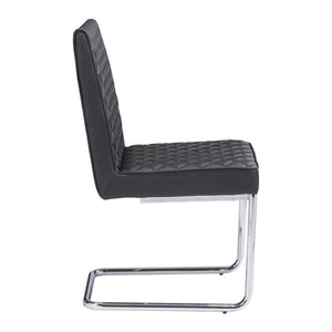 18" X 22.4" X 33.9" 2 Pcs Black Leatherette Chromed Steel Armless Dining Chair