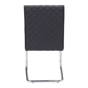 18" X 22.4" X 33.9" 2 Pcs Black Leatherette Chromed Steel Armless Dining Chair