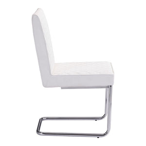 18" X 22.4" X 33.9" 2 Pcs White Leatherette Chromed Steel Armless Dining Chair