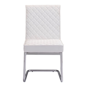 18" X 22.4" X 33.9" 2 Pcs White Leatherette Chromed Steel Armless Dining Chair