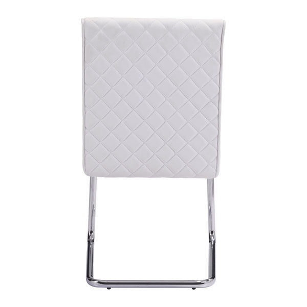 18" X 22.4" X 33.9" 2 Pcs White Leatherette Chromed Steel Armless Dining Chair
