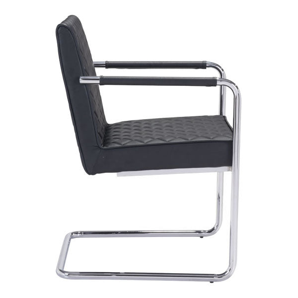 22" X 23" X 33.9" 2 Pcs Black Leatherette Chromed Steel Dining Chair