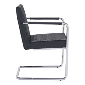22" X 23" X 33.9" 2 Pcs Black Leatherette Chromed Steel Dining Chair