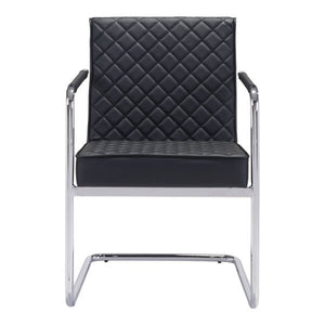 22" X 23" X 33.9" 2 Pcs Black Leatherette Chromed Steel Dining Chair