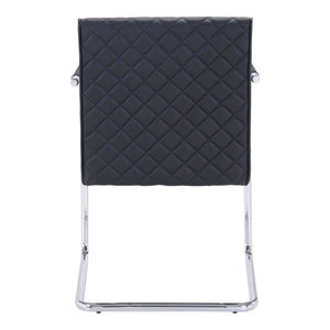 22" X 23" X 33.9" 2 Pcs Black Leatherette Chromed Steel Dining Chair