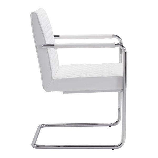 22" X 23" X 33.9" 2 Pcs White Leatherette Chromed Steel Dining Chair