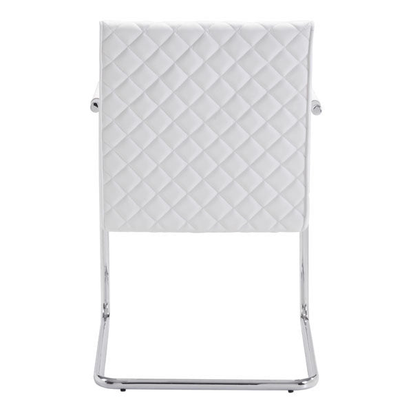 22" X 23" X 33.9" 2 Pcs White Leatherette Chromed Steel Dining Chair