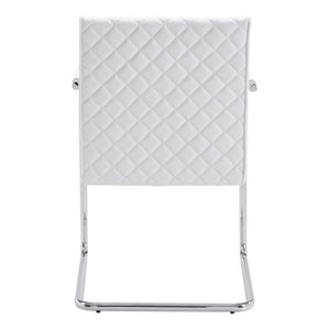22" X 23" X 33.9" 2 Pcs White Leatherette Chromed Steel Dining Chair