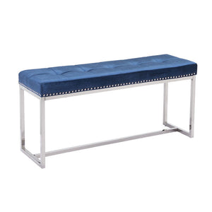 39" X 11.8" X 18" Cobalt Blue Velvet Bench