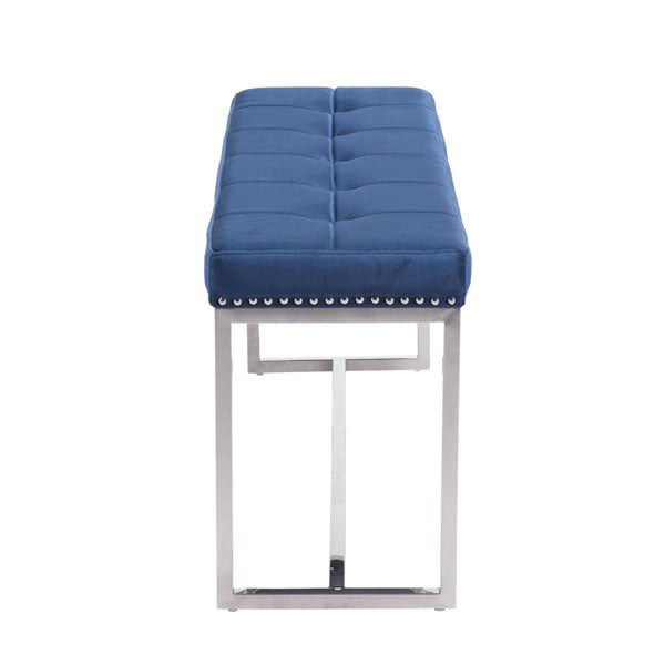 39" X 11.8" X 18" Cobalt Blue Velvet Bench