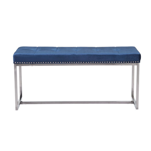 39" X 11.8" X 18" Cobalt Blue Velvet Bench