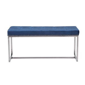 39" X 11.8" X 18" Cobalt Blue Velvet Bench